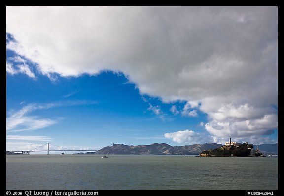 San Francisco Bay, Golden Gate Bridge and Alcatraz. San Francisco, California, USA (color)