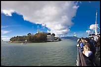 Approaching Alcatraz on tour boat. San Francisco, California, USA