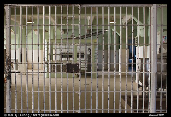 Dining hall, Alcatraz Penitentiary interior. San Francisco, California, USA