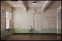 Lavatory and walls in main block, Alcatraz prison. San Francisco, California, USA (color)