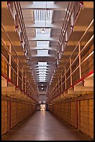 Cellhouse interior, Alcatraz Penitentiary. San Francisco, California, USA (color)