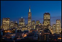 Financial district skyline at dusk. San Francisco, California, USA