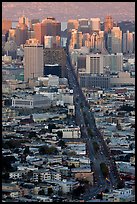 Market Avenue and downtown viewed from above at sunset. San Francisco, California, USA ( color)