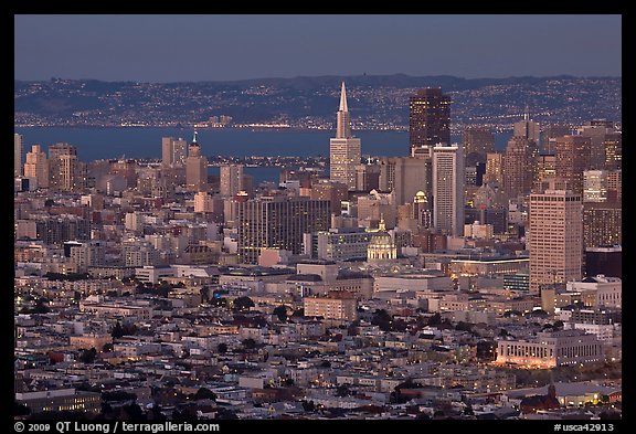 San Francisco downtown buildings at night. San Francisco, California, USA