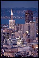 City Hall and Transamerica Pyramid at night. San Francisco, California, USA ( color)