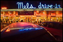 Mels drive-in restaurant at night. San Francisco, California, USA