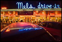 Mels drive-in restaurant at night. San Francisco, California, USA (color)