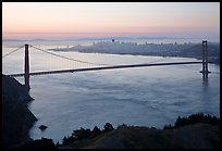 Golden Gate Bridge, San Francisco Bay, and city at dawn. San Francisco, California, USA (color)