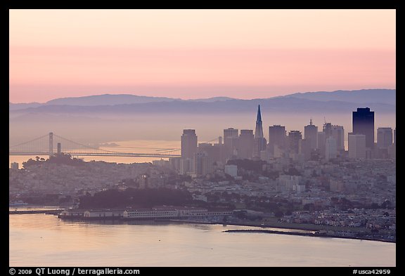 San Francisco cityscape with Bay at dawn. San Francisco, California, USA (color)