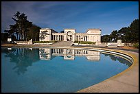 Basin reflecting California Palace of the Legion of Honor, Lincoln Park. San Francisco, California, USA (color)