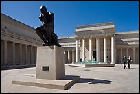 Forecourt of California Palace of the Legion of Honor with The Thinker by Auguste Rodin. San Francisco, California, USA (color)