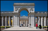 Entrance of  Palace of the Legion of Honor museum with tourists. San Francisco, California, USA