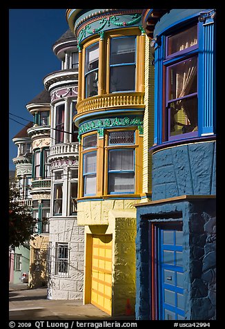 Colorful Victorian houses, Haight-Ashbury District. San Francisco, California, USA (color)