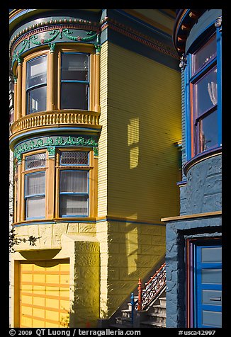 Victorian houses detail, Haight-Ashbury District. San Francisco, California, USA (color)