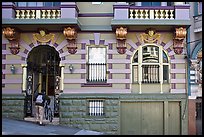 Facade of house on steep street, Haight-Ashbury District. San Francisco, California, USA