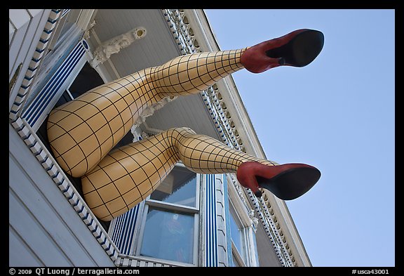 Giant lady legs on Haight street, Haight-Ashbury District. San Francisco, California, USA (color)