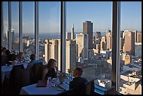 View on San-Francisco downtown from rooftop restaurant. San Francisco, California, USA ( color)