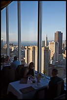 Rooftoop restaurant dining with a view. San Francisco, California, USA (color)