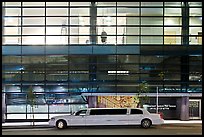 Limousine and glass building. San Francisco, California, USA