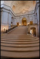 Interior grand stairs, City Hall. San Francisco, California, USA