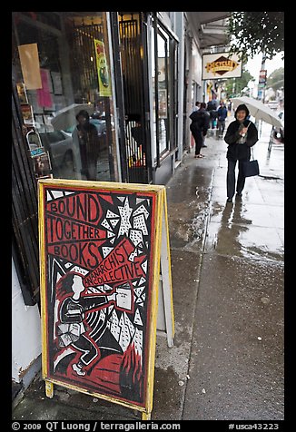 Sidewalk on rainy day. San Francisco, California, USA