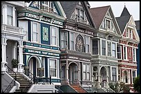 Row of elaborately decorated victorian houses. San Francisco, California, USA