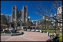 Huntington Park and Grace Cathedral. San Francisco, California, USA (color)