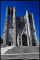 Grace Cathedral from the front steps. San Francisco, California, USA (color)