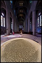 Stoup and Grace Cathedral nave. San Francisco, California, USA ( color)