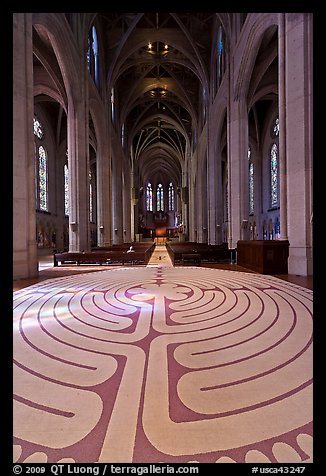 Labyrinth and nave, Grace Cathedral. San Francisco, California, USA (color)