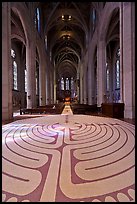 Labyrinth and nave, Grace Cathedral. San Francisco, California, USA
