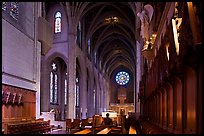 Grace Cathedral interior with church organist, Grace Cathedral. San Francisco, California, USA ( color)