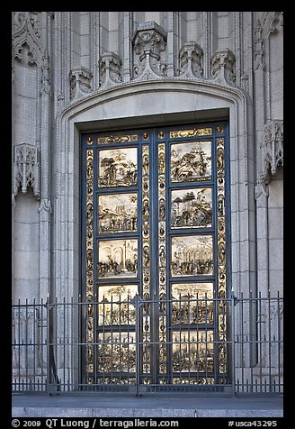 Copy of doors of the Florence Baptistry by Lorenzo Ghiberti, Grace Cathedral. San Francisco, California, USA (color)