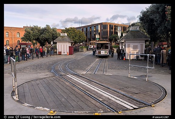 Turn table at cable car terminus. San Francisco, California, USA