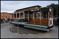 Cable car on turn table. San Francisco, California, USA