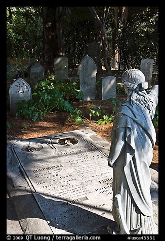 Graves in the garden of Mission San Francisco de Asis. San Francisco, California, USA