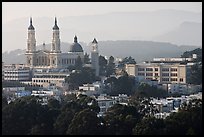 USF buildings and Saint Ignatius Church. San Francisco, California, USA (color)