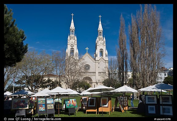 Art fair on Washington Square Park, North Beach. San Francisco, California, USA