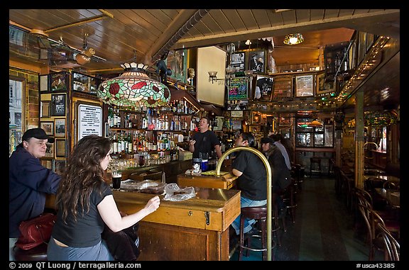 Inside Vesuvio saloon, North Beach. San Francisco, California, USA (color)