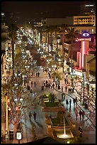 Third Street Promenade from above, night. Santa Monica, Los Angeles, California, USA (color)