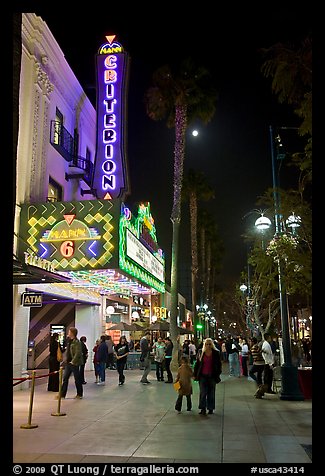 Criterion Movie theater at night, Third Street Promenade. Santa Monica, Los Angeles, California, USA