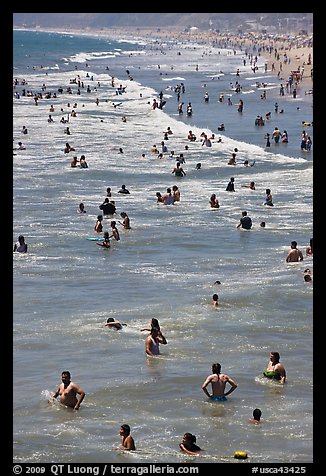 People in water, Santa Monica Beach. Santa Monica, Los Angeles, California, USA (color)