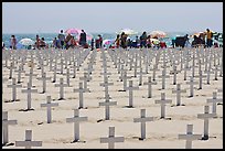 Crosses and beachgoers. Santa Monica, Los Angeles, California, USA