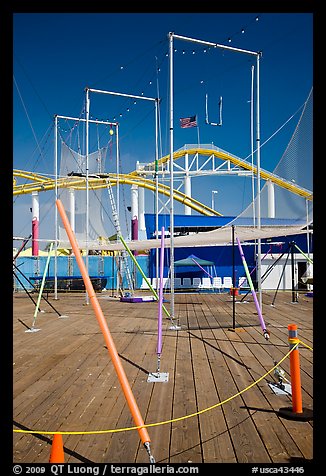 Empty acrobatics setup. Santa Monica, Los Angeles, California, USA (color)
