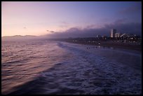 Ocean and beachfront at sunset. Santa Monica, Los Angeles, California, USA (color)