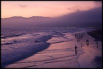 Beach with purple color at sunset. Santa Monica, Los Angeles, California, USA ( color)