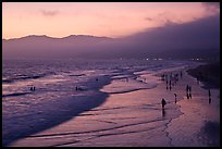 Beach with purple color at sunset. Santa Monica, Los Angeles, California, USA (color)