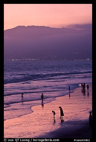 Santa Monica Beach and Mountains at sunset. Santa Monica, Los Angeles, California, USA