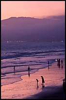 Santa Monica Beach and Mountains at sunset. Santa Monica, Los Angeles, California, USA (color)