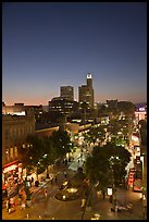 Third Street Promenade and downtown buildings at sunset. Santa Monica, Los Angeles, California, USA